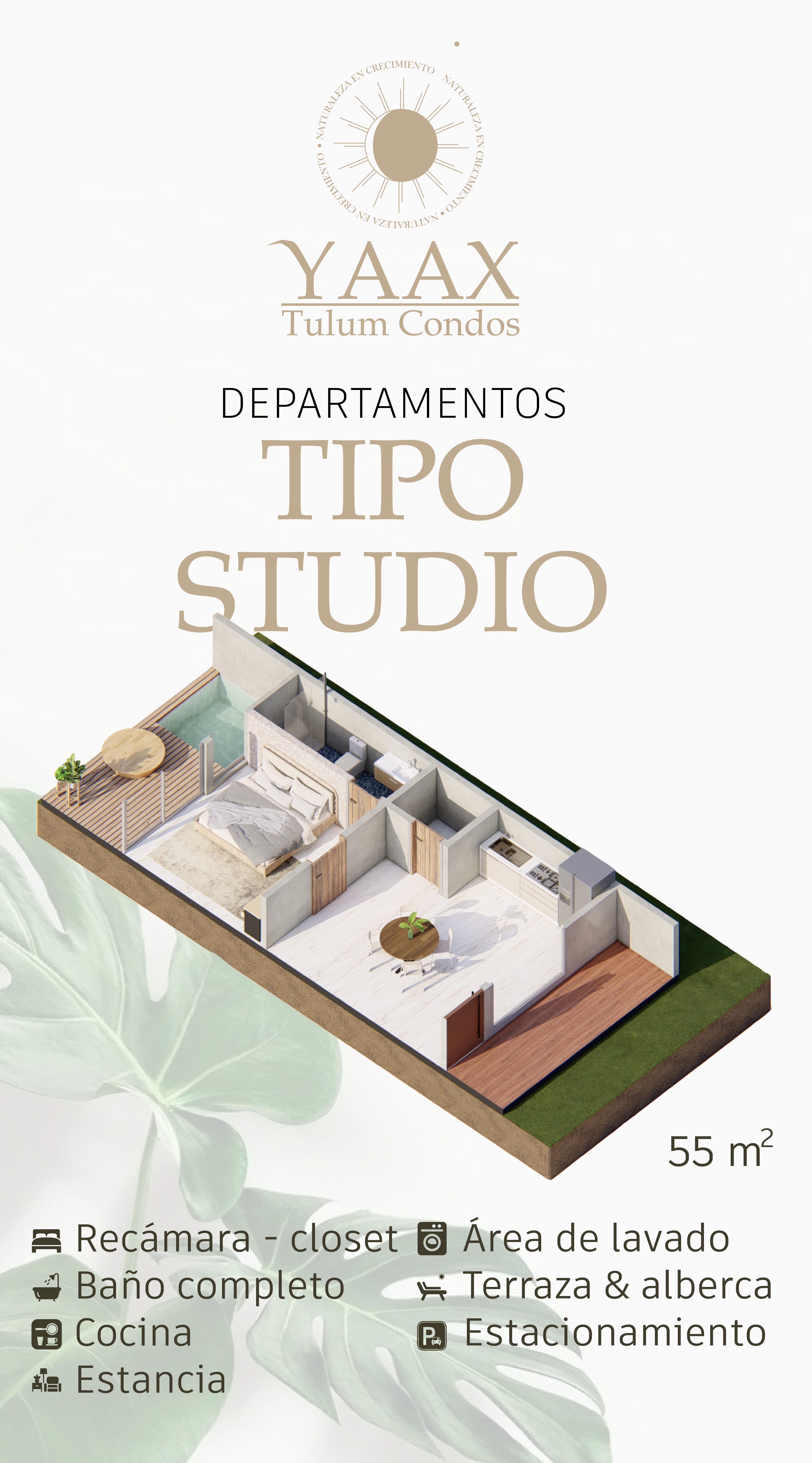 Interior tipo studio en Yaax