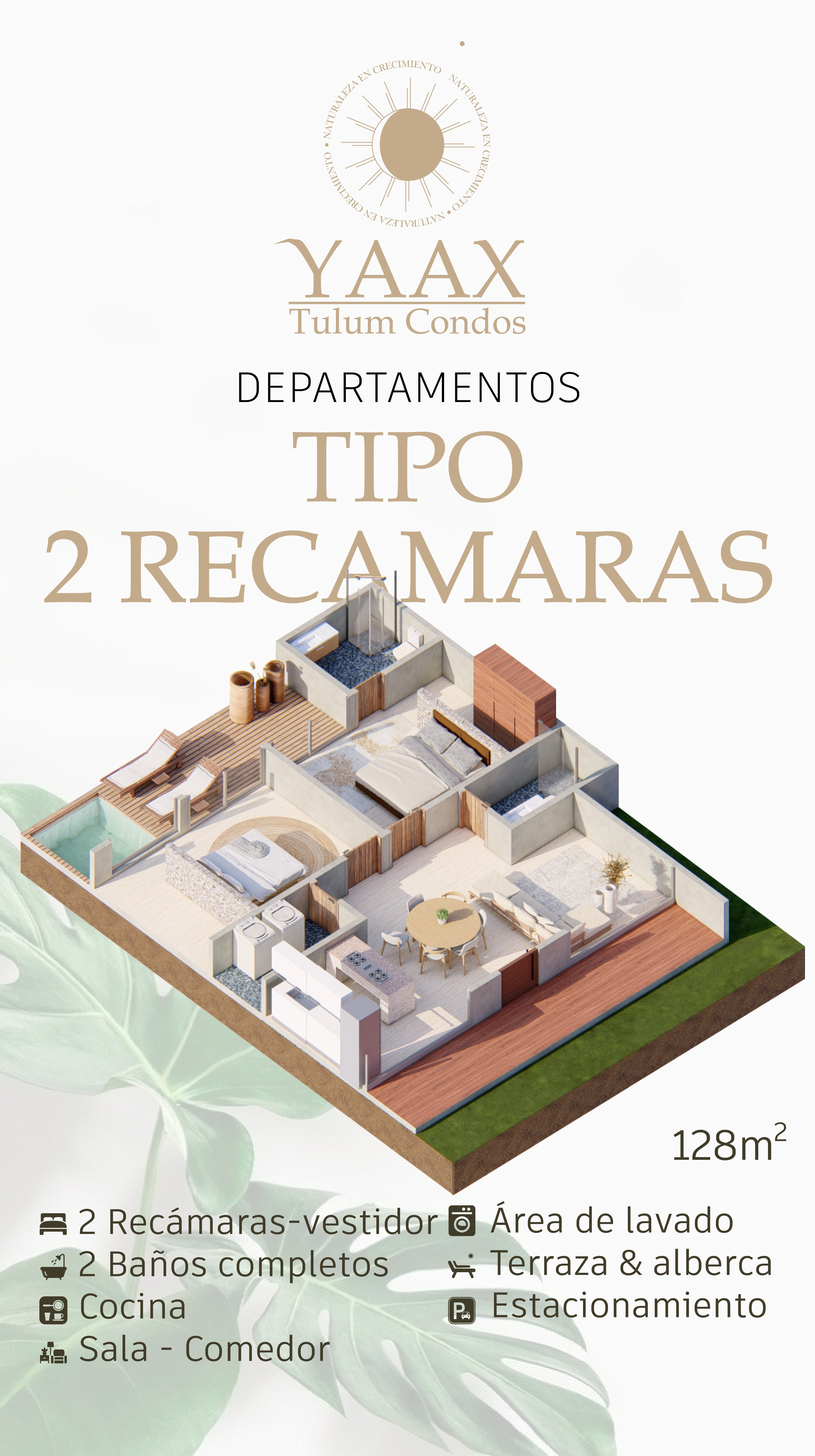 Departamento de 2 recámaras en Yaax